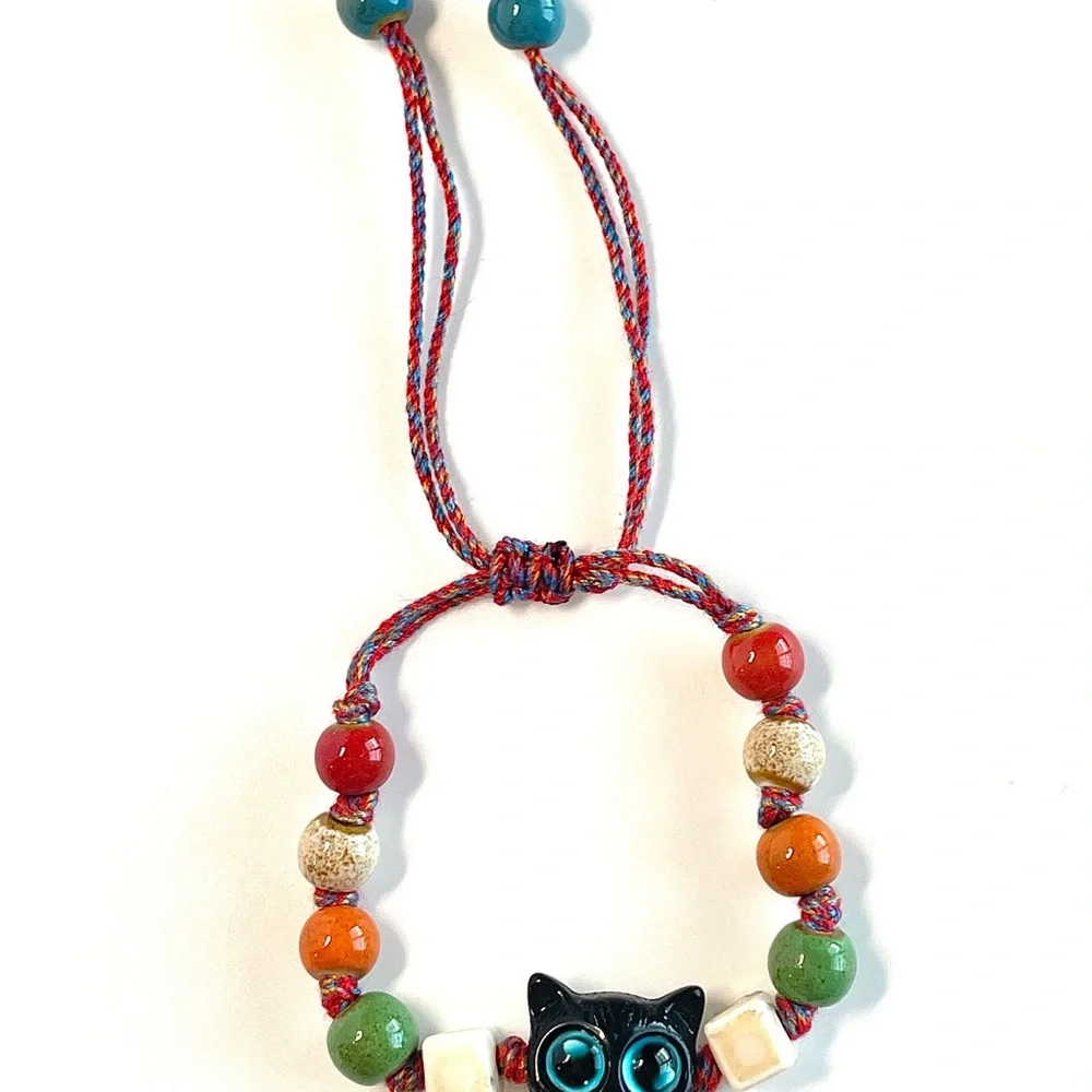 Colorful Cat Bead Bracelet
